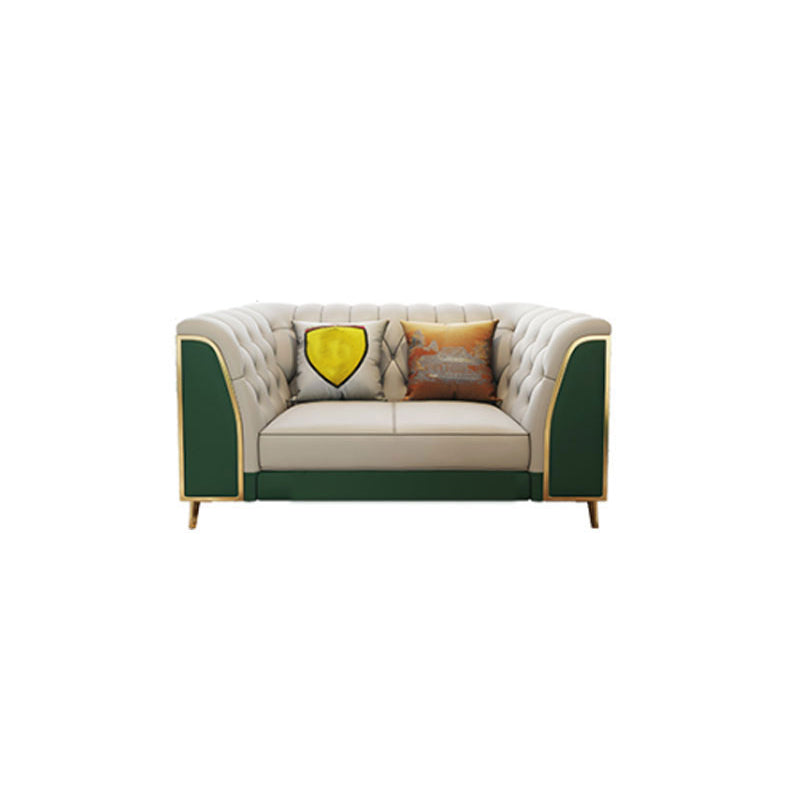 Leather Tuxedo Arm Sectional Sofa 33.46"High Tufted Split-Back Sofa