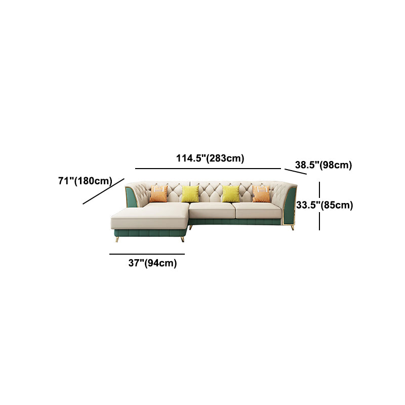 Leather Tuxedo Arm Sectional Sofa 33.46"High Tufted Split-Back Sofa