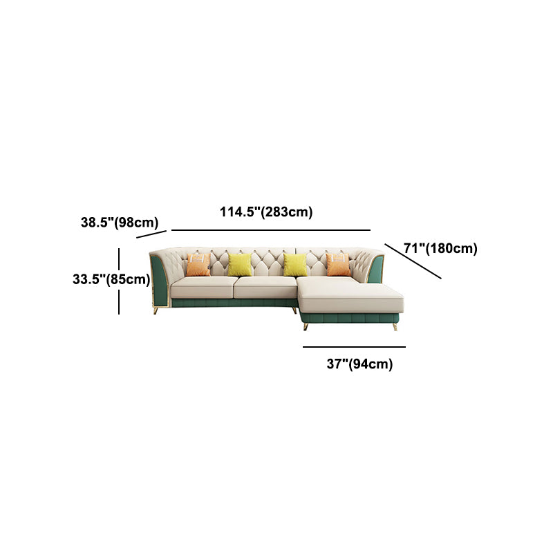 Leather Tuxedo Arm Sectional Sofa 33.46"High Tufted Split-Back Sofa
