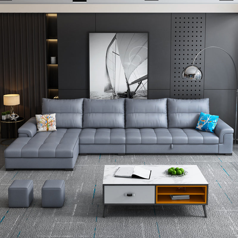 Tufted Back Faux Leather Stain-Resistant Furniture Sectionals
