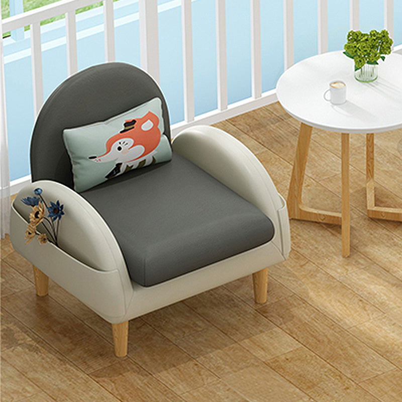 Faux Leather Arm Chair Pillow Back Accent Chair,  23.62" W √ó  25.59" L √ó 25.59" H