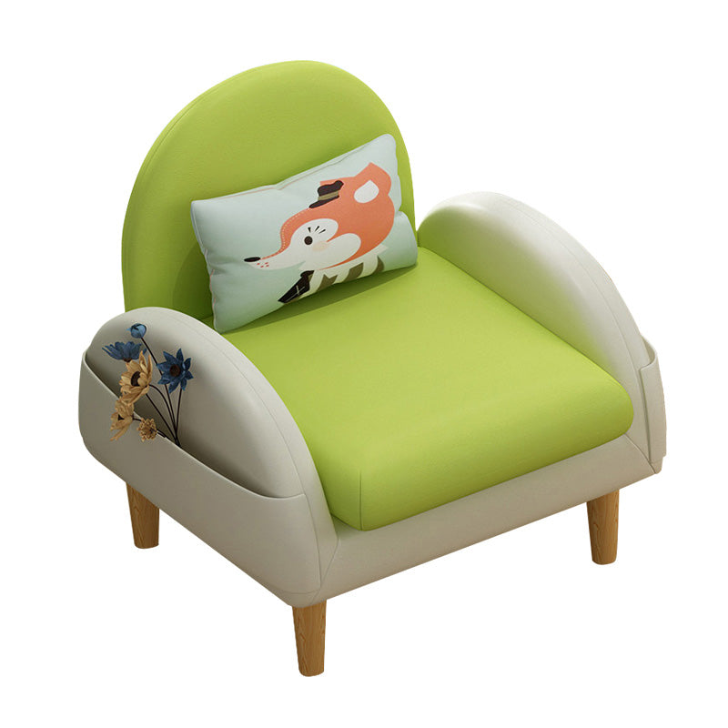 Faux Leather Arm Chair Pillow Back Accent Chair,  23.62" W √ó  25.59" L √ó 25.59" H