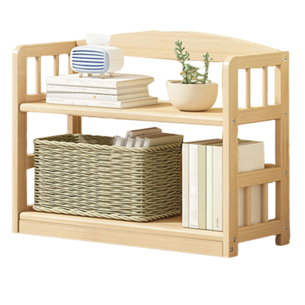 Modern Solid Pine Wood Bookcase, Natural, Open Bookshelf for Living Room
