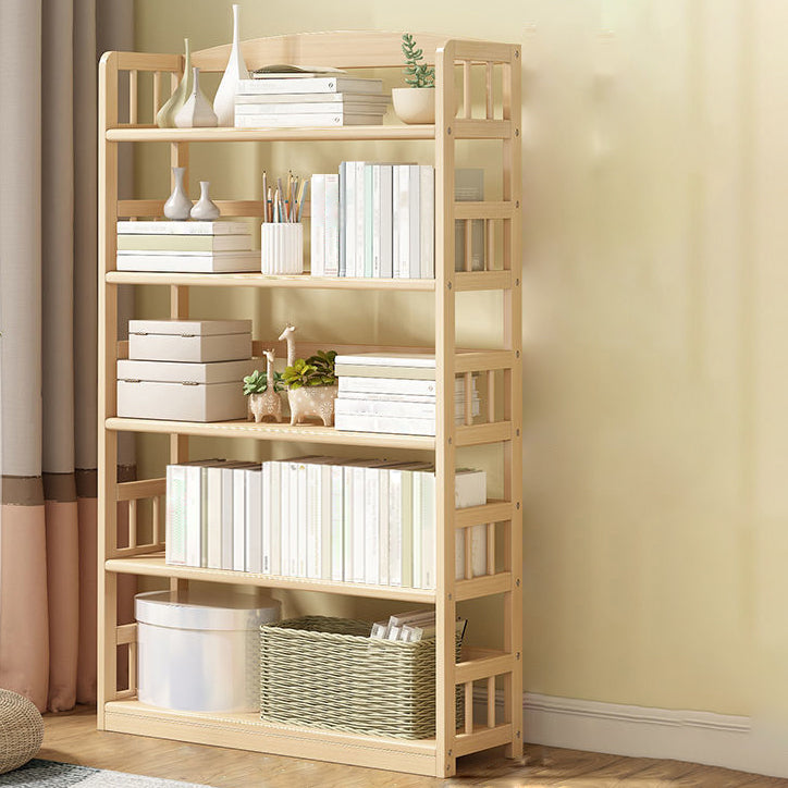 Modern Solid Pine Wood Bookcase, Natural, Open Bookshelf for Living Room