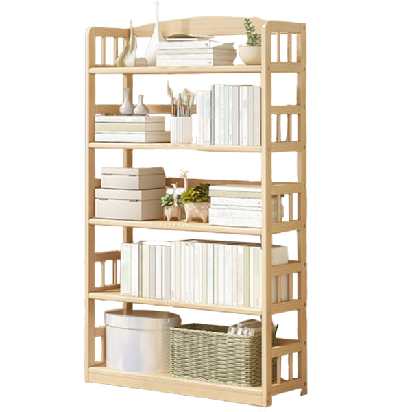 Modern Solid Pine Wood Bookcase, Natural, Open Bookshelf for Living Room