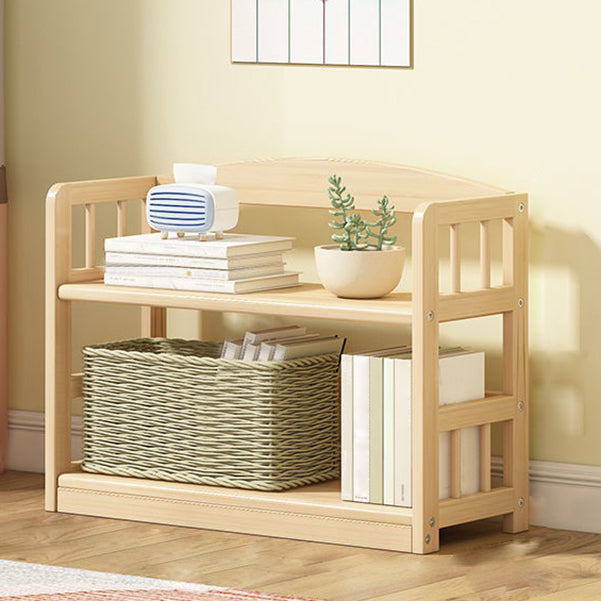 Modern Solid Pine Wood Bookcase, Natural, Open Bookshelf for Living Room