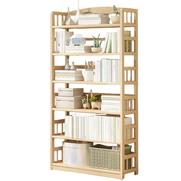Modern Solid Pine Wood Bookcase, Natural, Open Bookshelf for Living Room