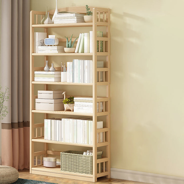 Modern Solid Pine Wood Bookcase, Natural, Open Bookshelf for Living Room