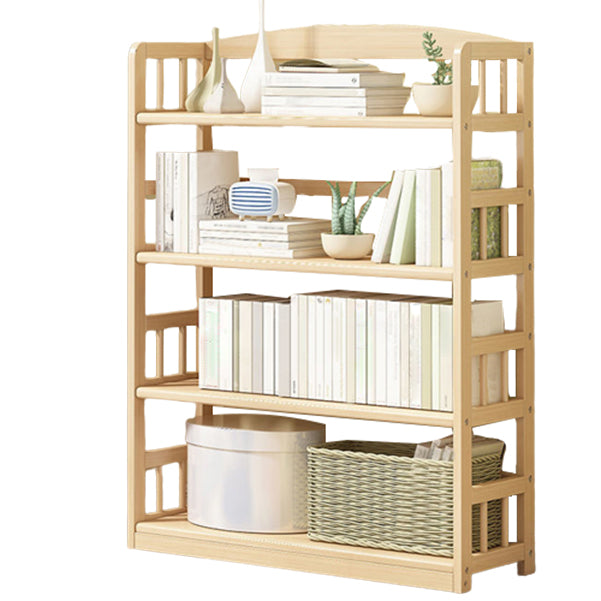 Modern Solid Pine Wood Bookcase, Natural, Open Bookshelf for Living Room