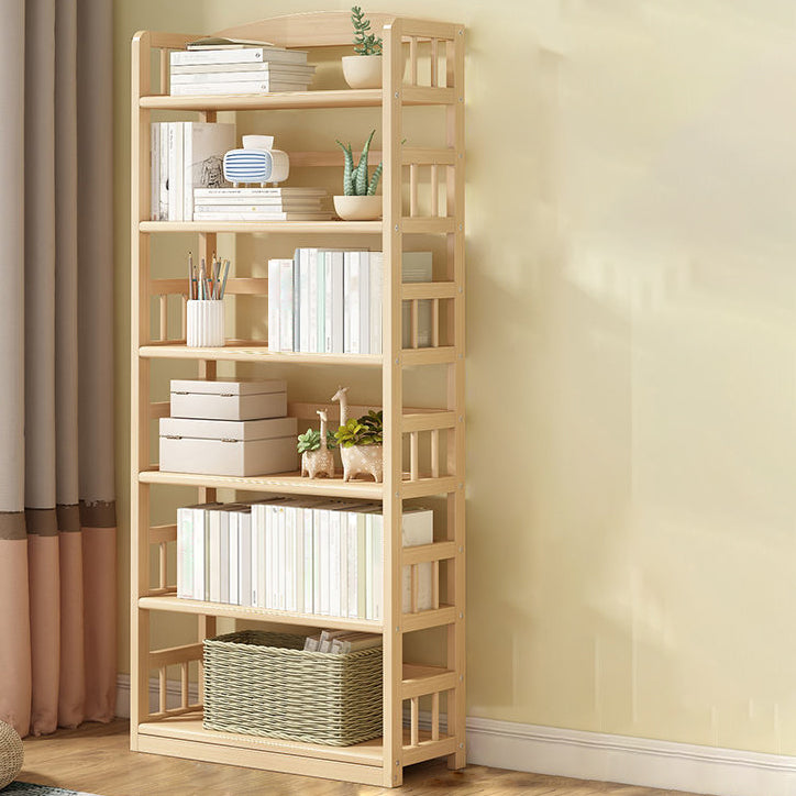 Modern Solid Pine Wood Bookcase, Natural, Open Bookshelf for Living Room