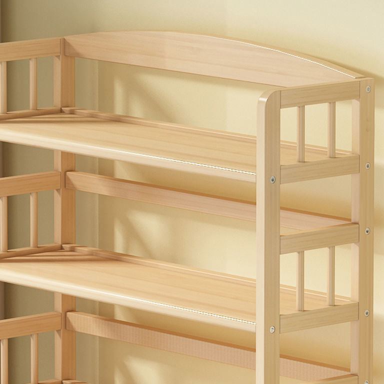 Modern Solid Pine Wood Bookcase, Natural, Open Bookshelf for Living Room