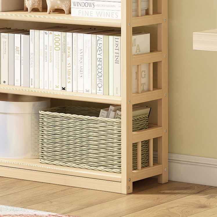Modern Solid Pine Wood Bookcase, Natural, Open Bookshelf for Living Room