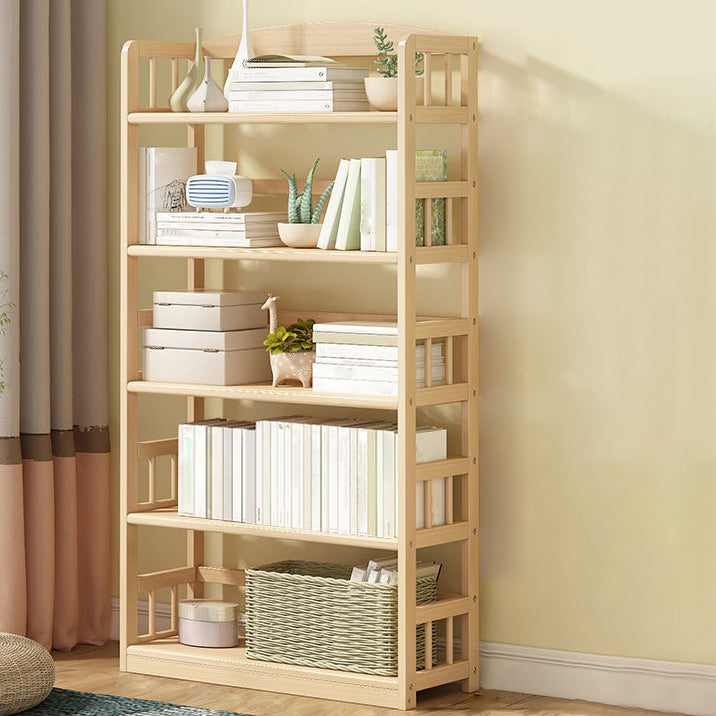 Modern Solid Pine Wood Bookcase, Natural, Open Bookshelf for Living Room