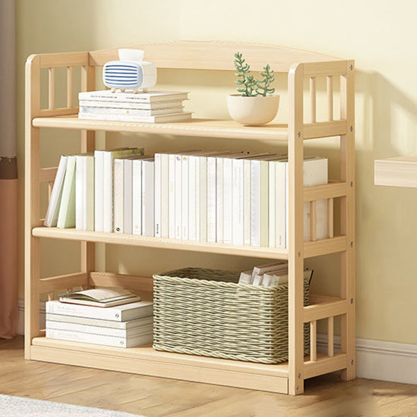 Modern Solid Pine Wood Bookcase, Natural, Open Bookshelf for Living Room