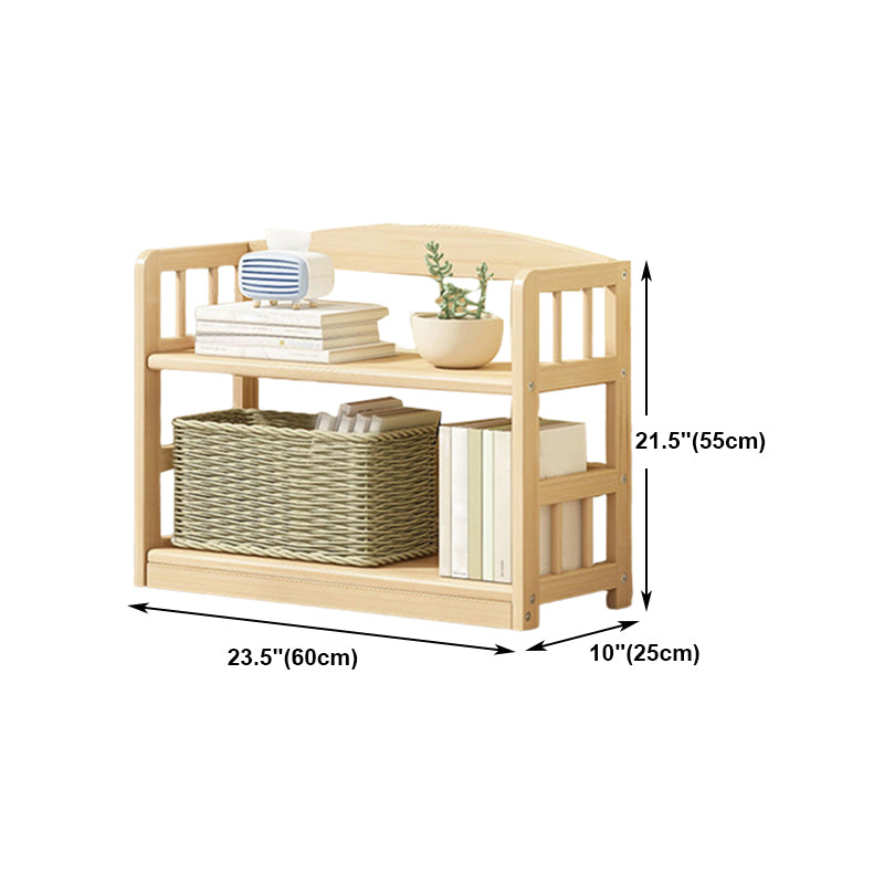 Modern Solid Pine Wood Bookcase, Natural, Open Bookshelf for Living Room