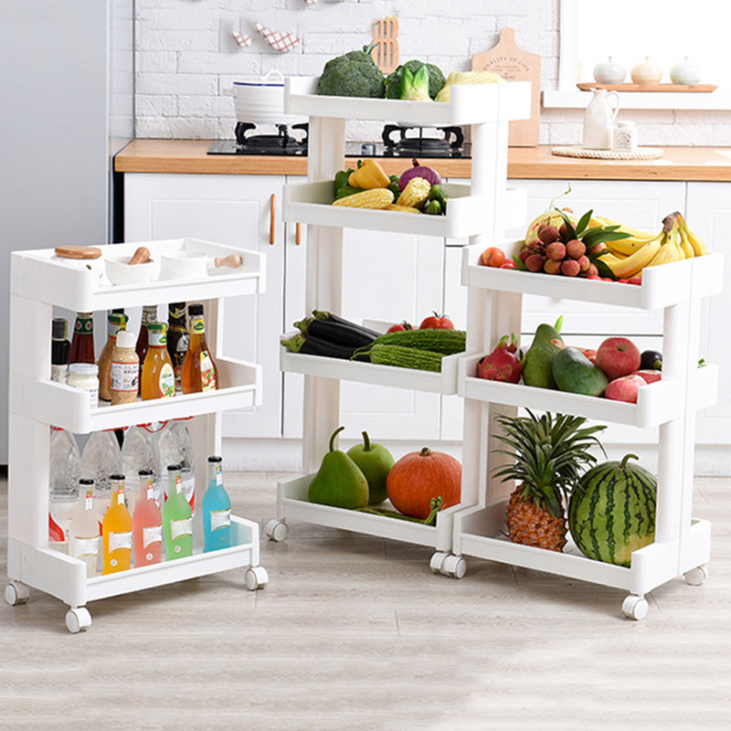 Plastic Geometric Bookcase Contemporary Style Open Back Shelf with Wheels