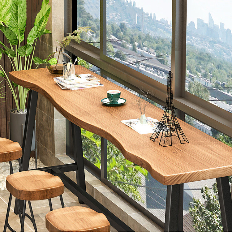 1/4 Pieces Industrial Rectangular Pub Table Set Wooden Counter Table with Backless Stools