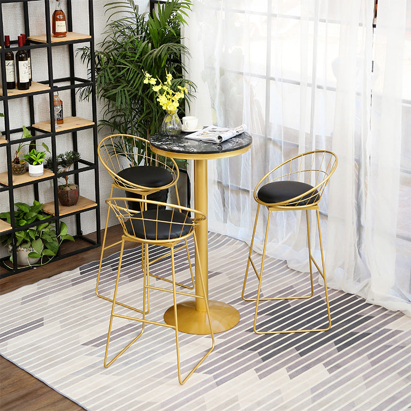 Glam 1/2/3/4/5 Pieces Round Bar Table Set Fixed Table Counter Set for Dining Room