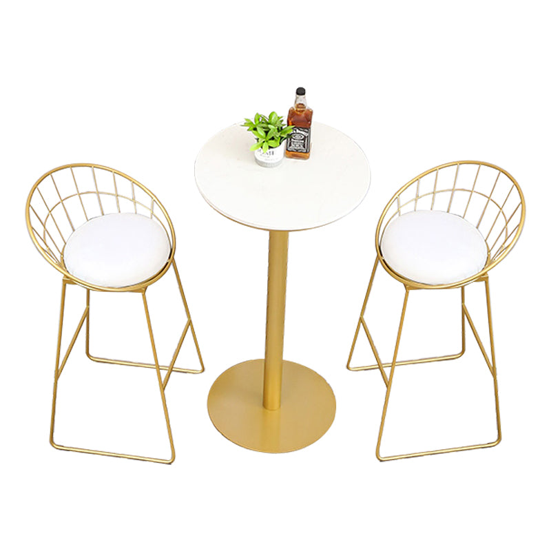 Glam 1/2/3/4/5 Pieces Round Bar Table Set Fixed Table Counter Set for Dining Room
