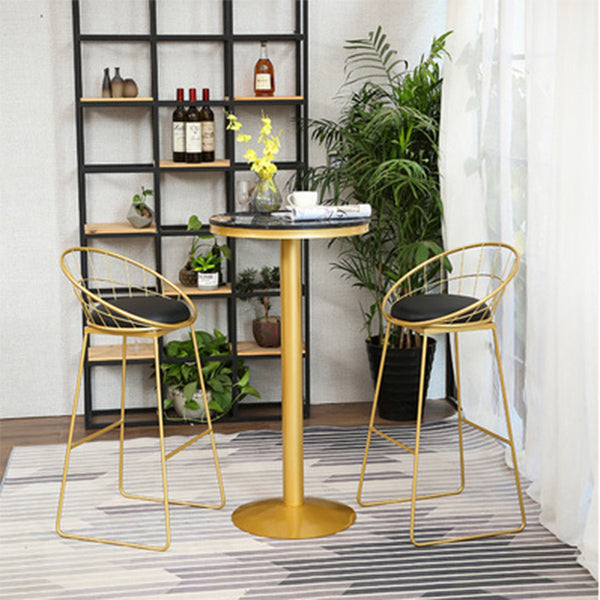 Glam 1/2/3/4/5 Pieces Round Bar Table Set Fixed Table Counter Set for Dining Room