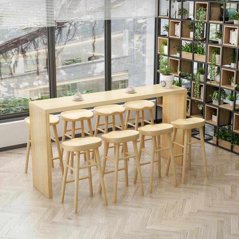 1/5/9 Pieces Modern Rectangular Pub Table Set Wooden Counter Table with Backless Stools