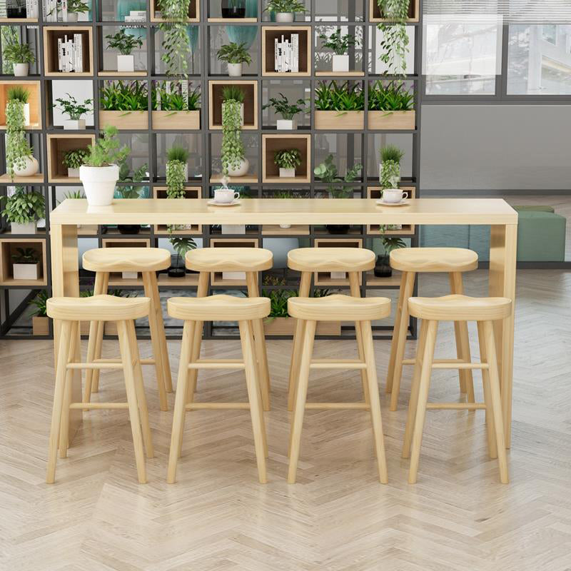 1/5/9 Pieces Modern Rectangular Pub Table Set Wooden Counter Table with Backless Stools