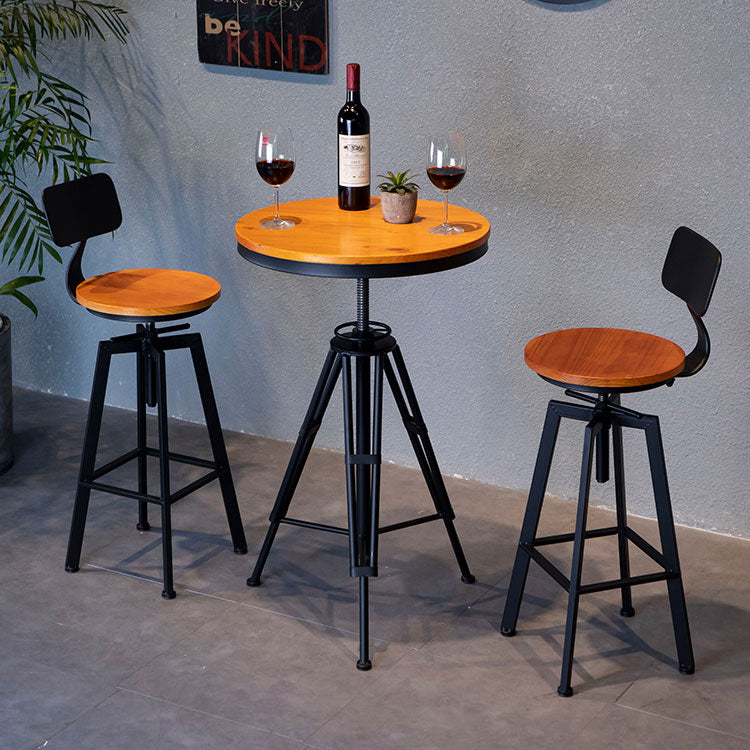Industrial 1/2/3 Pieces Solid Wood Bar Table Set Round Bistro Set