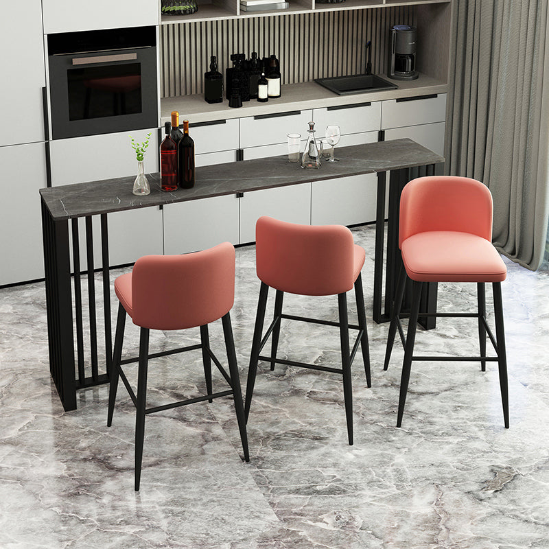 1/4 Pieces Industrial Black Bar Table Set Rectangle Bistro Set with Stone Top