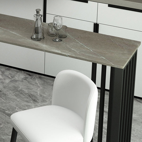 1/4 Pieces Industrial Black Bar Table Set Rectangle Bistro Set with Stone Top