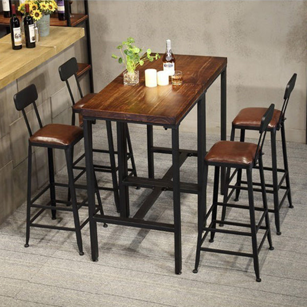 Industrial 1/2/3/5 Pieces Square Bar Table Set Solid Wood Bistro Set