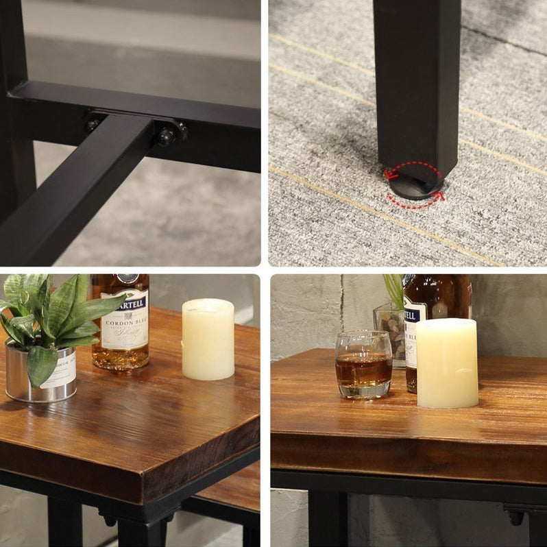 Industrial 1/2/3/5 Pieces Square Bar Table Set Solid Wood Bistro Set