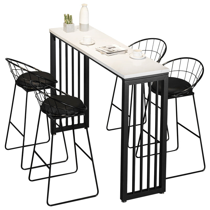 1/3/5 Pieces Industrial Iron Bar Table Set Rectangle Bistro Set with White Stone Top