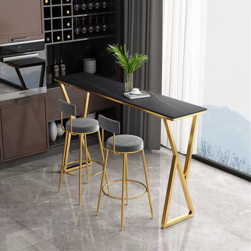 Rectangle Sintered Stone Bar Table Set, 1/3/4/7 Pieces Luxury Counter Table with Stools