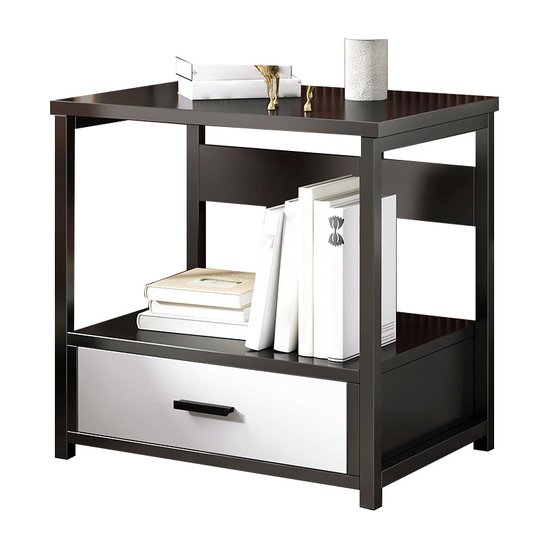 19.6" Tall Wooden Nightstand Modern Night Stand with Drawers and Shelf