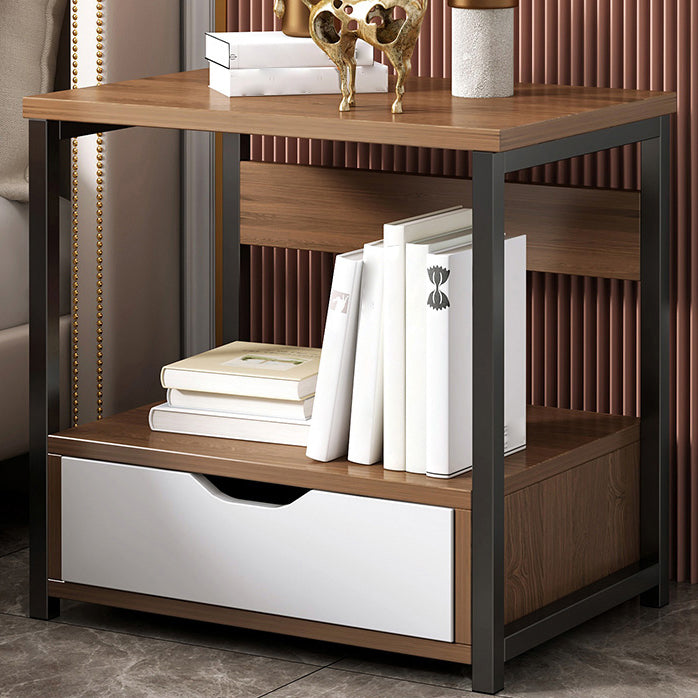 19.6" Tall Wooden Nightstand Modern Night Stand with Drawers and Shelf