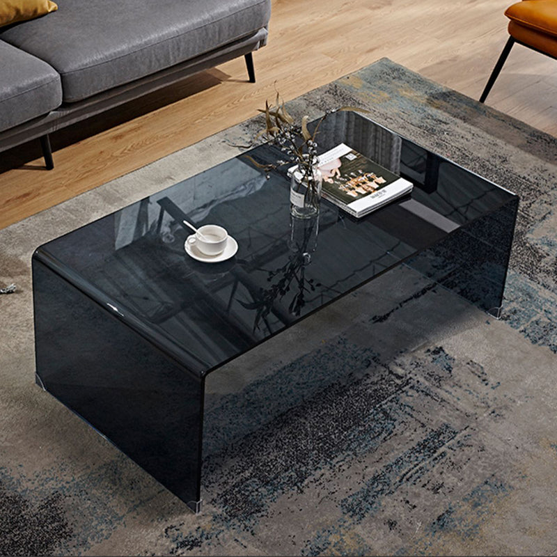 Modern Style Black/transparent Top Rectangular Coffee Table Made of Tempered Glass