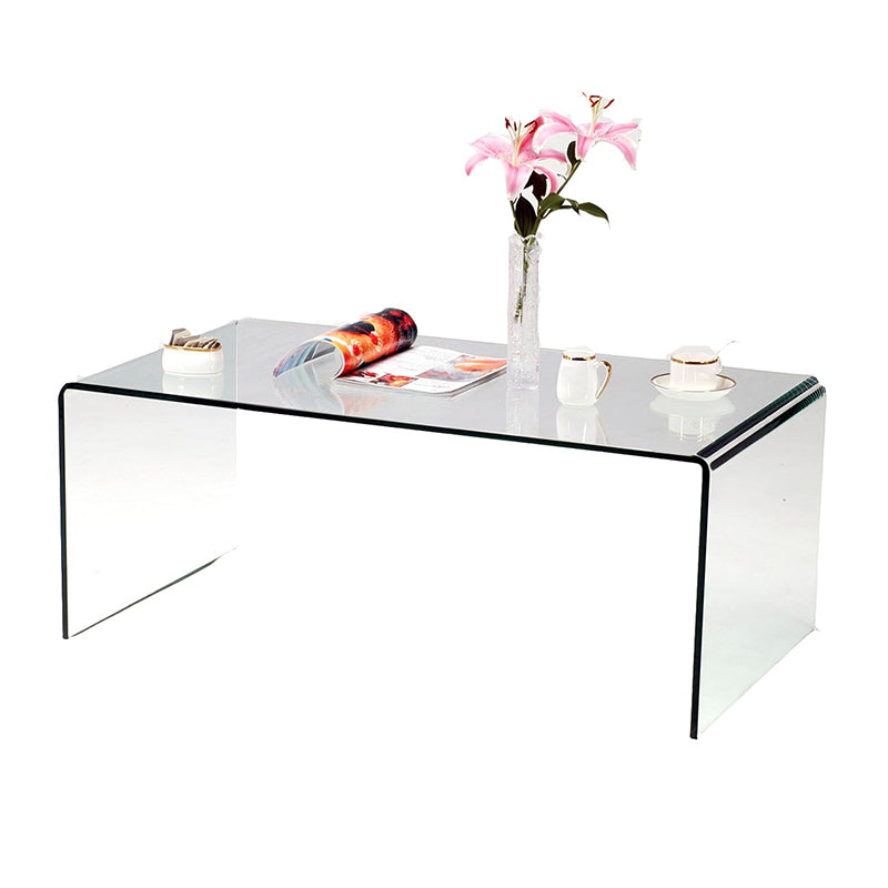 Modern Style Black/transparent Top Rectangular Coffee Table Made of Tempered Glass