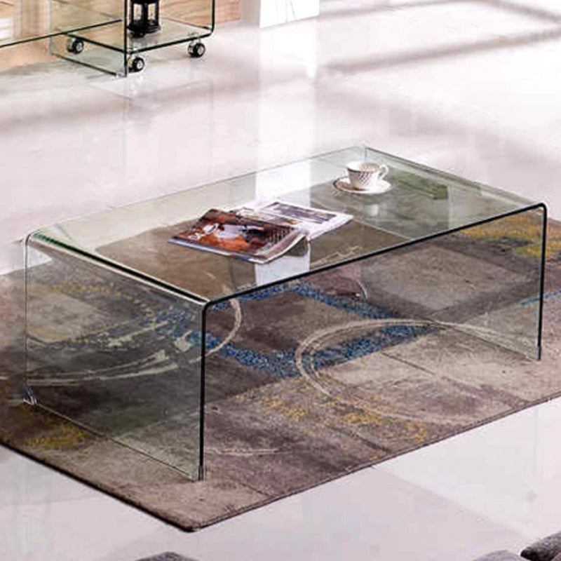 Modern Style Black/transparent Top Rectangular Coffee Table Made of Tempered Glass