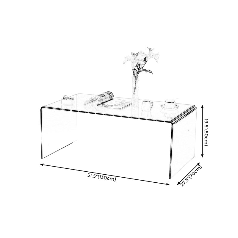 Modern Style Black/transparent Top Rectangular Coffee Table Made of Tempered Glass