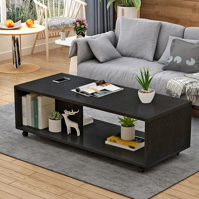 Geometric 1 Single Coffee Table Wood Cocktail Table with Casters