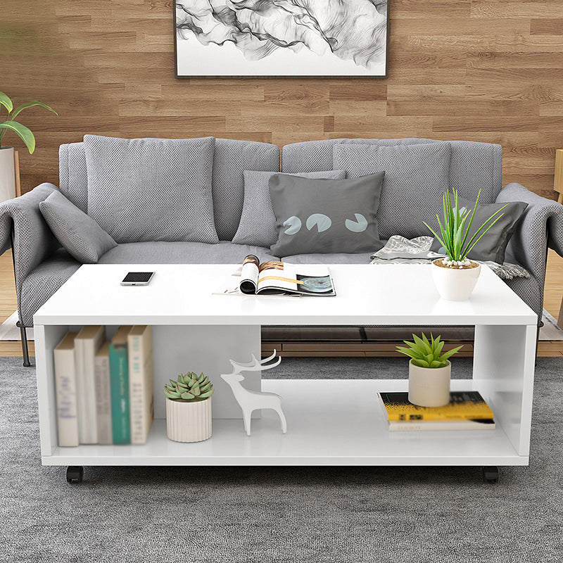 Geometric 1 Single Coffee Table Wood Cocktail Table with Casters