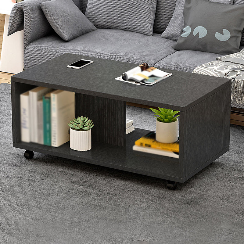 Geometric 1 Single Coffee Table Wood Cocktail Table with Casters