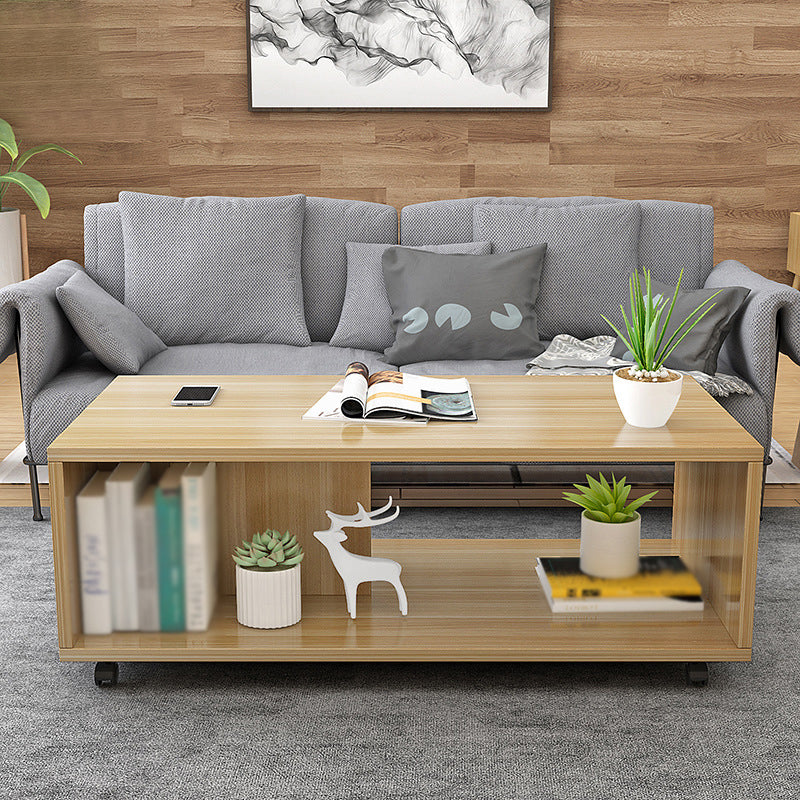 Geometric 1 Single Coffee Table Wood Cocktail Table with Casters