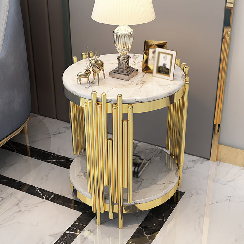 Marble/glass Round Coffee Table with Three Legs for Living Room