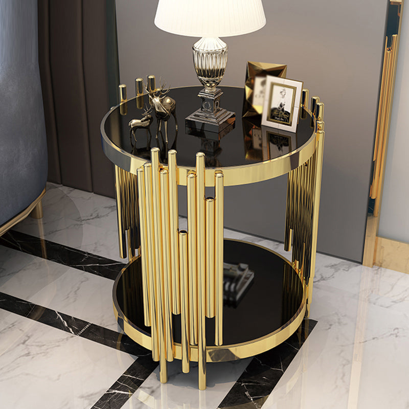 Marble/glass Round Coffee Table with Three Legs for Living Room