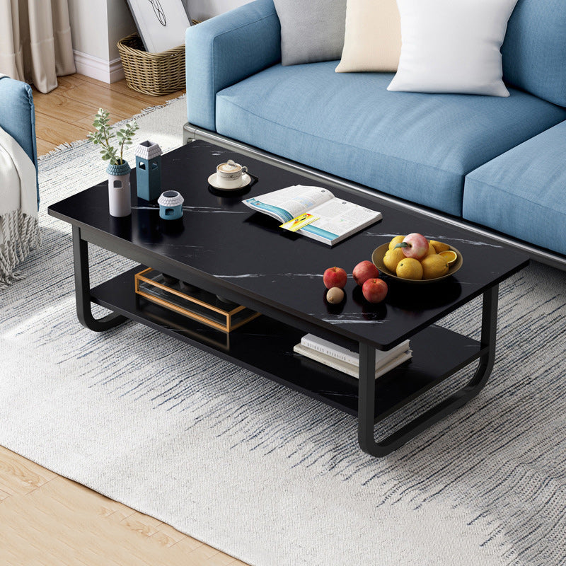 Wood Modern Double Pedestal Coffee Table Rectangle Table, 39.4"/47.2"