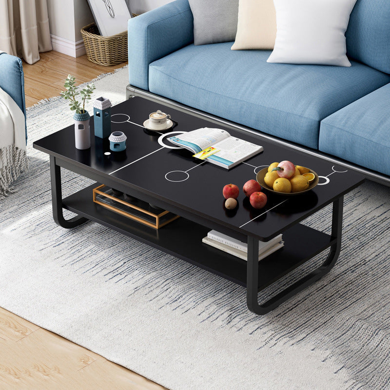 Wood Modern Double Pedestal Coffee Table Rectangle Table, 39.4"/47.2"