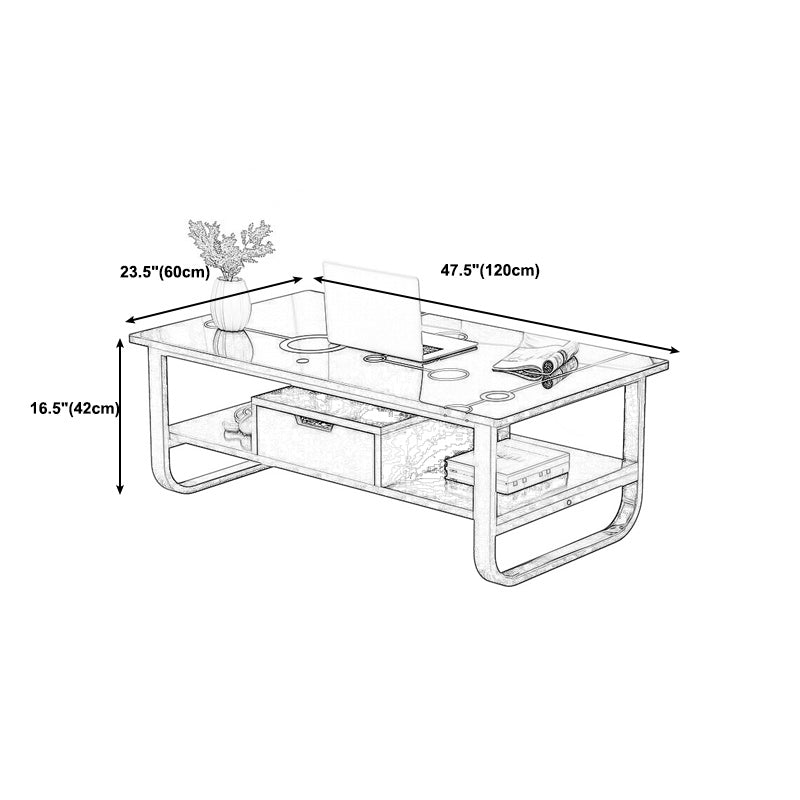 Wood Modern Double Pedestal Coffee Table Rectangle Table, 39.4"/47.2"