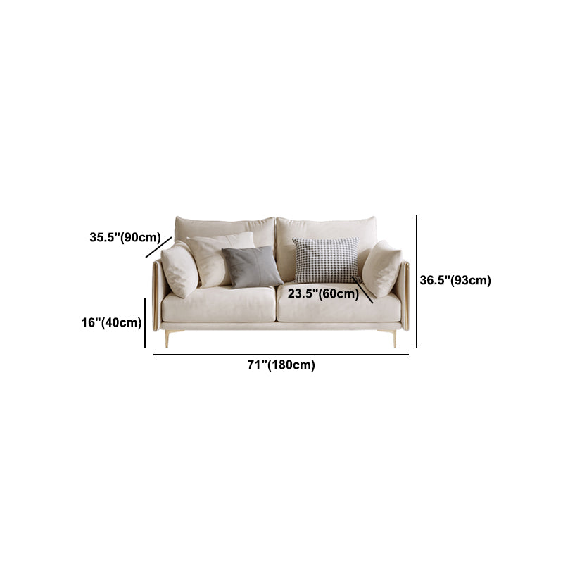 Contemporary Square Arm Settee Couch with Pillows in Beige for 1/2/3/4people