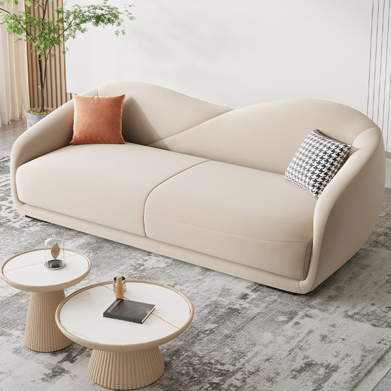 Contemporary Sloped Arm Curved Sofa Sewn Pillow Back Sofa for Living Room
